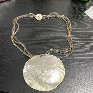 Large Elegant Mother of Pearl Pendant Necklace